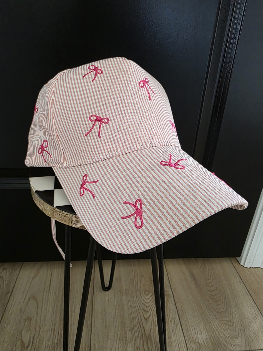 NWT Juicy Couture Pink Striped Bow Baseball Cap